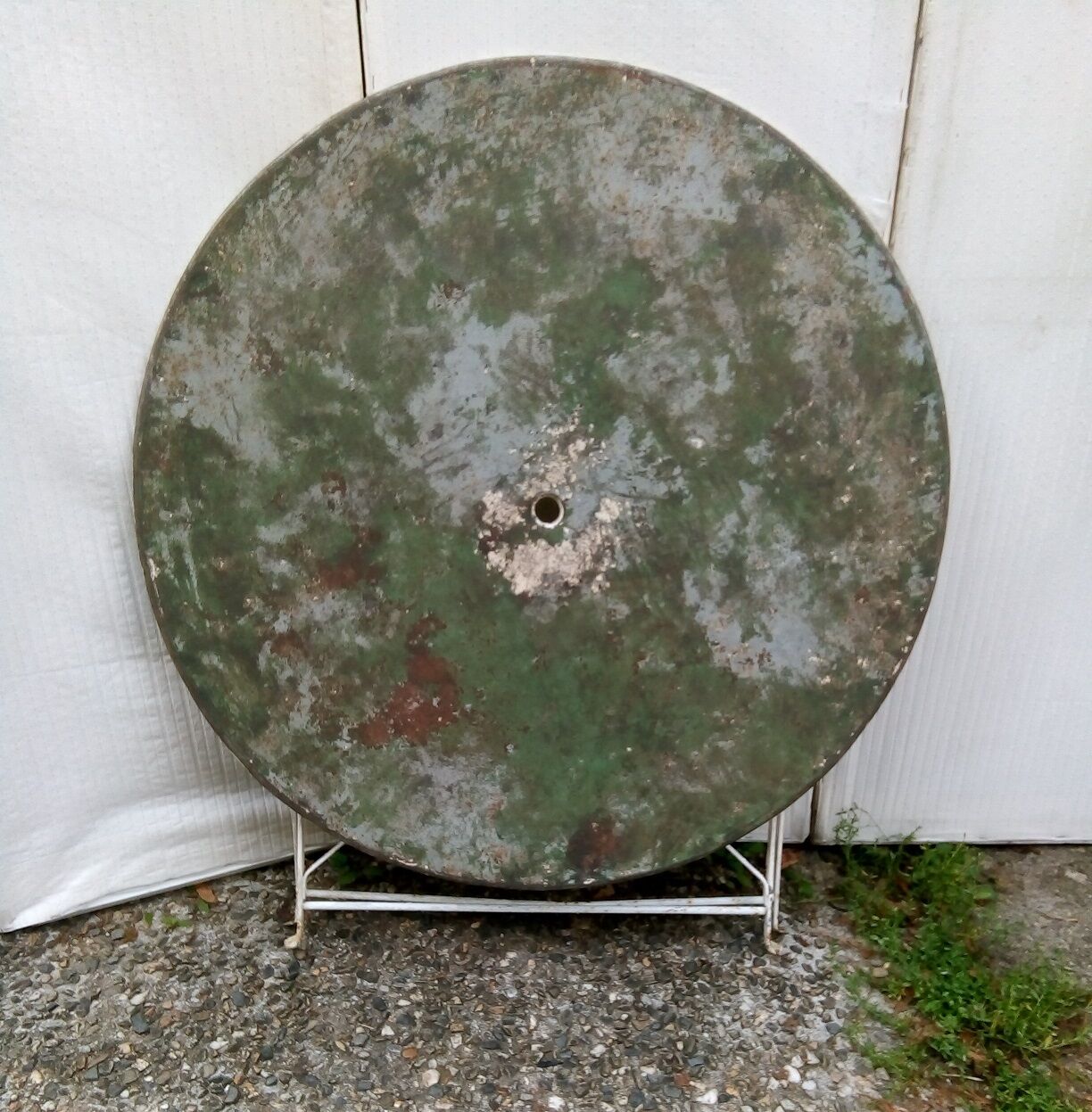 Old folding iron garden table