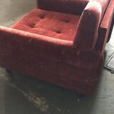 Set of 2 red Mid-Century fabric armchairs, 1960s — complete restoration