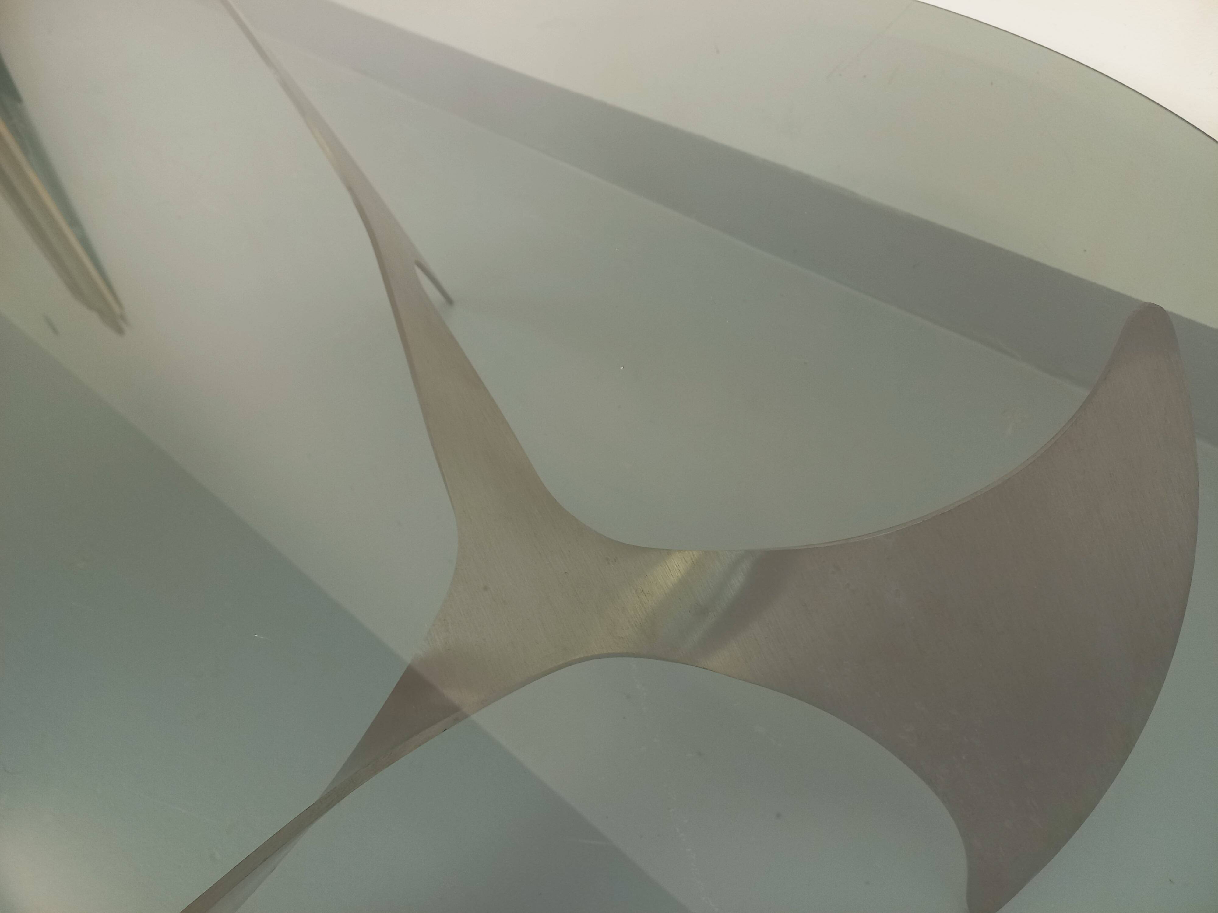 Vintage Propeller coffee table by Knut Hesterberg in steel and glass.