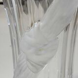 Vintage Multifaceted Crystal Vase, Frosted Draped Bow, col. Opaque white, Evita Crystal, Germany