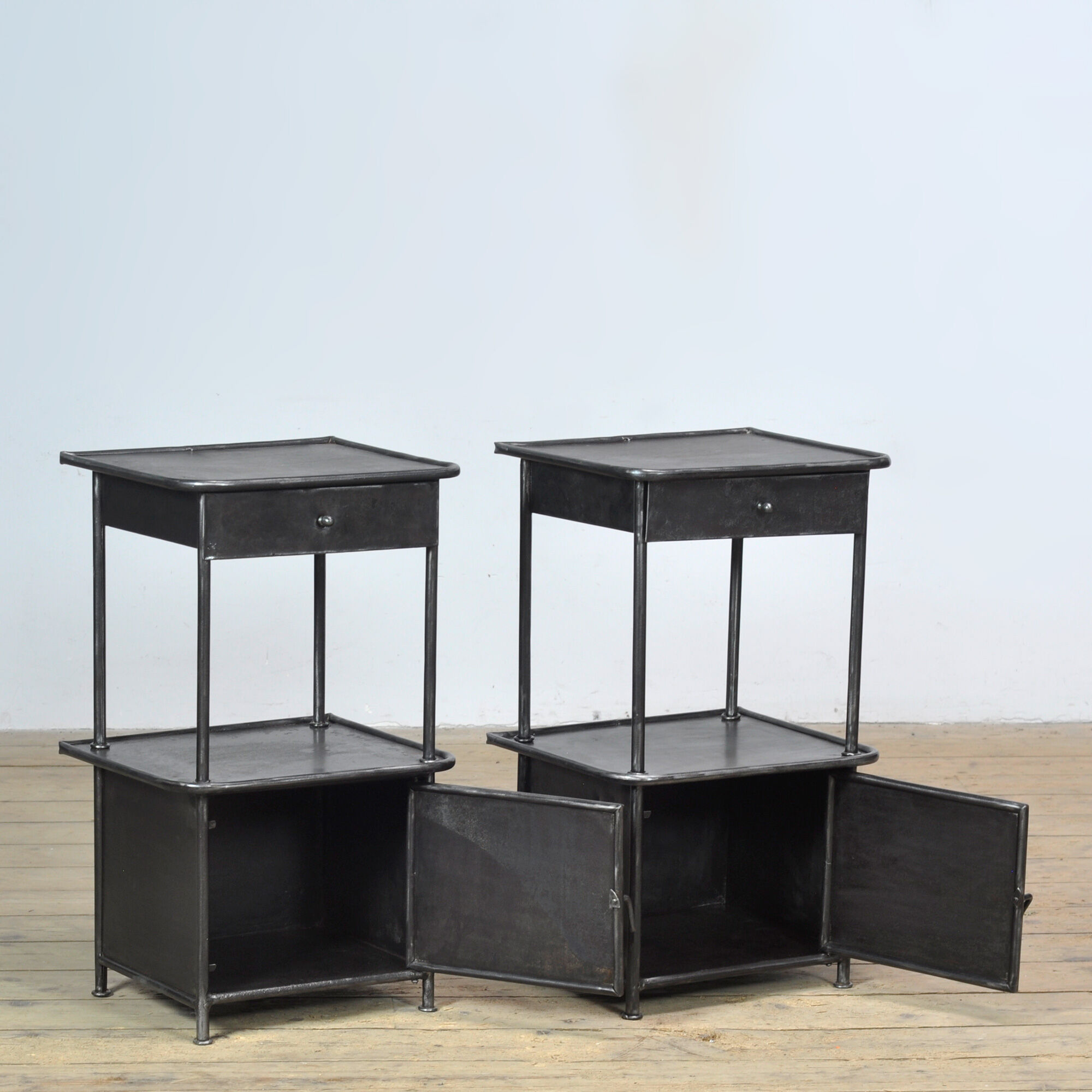 Set of iron bedside tables, 1910s