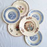 Vintage blue beige soup plates