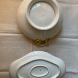 Two dishes in salmon pink porcelain and circa 1900 gold edge