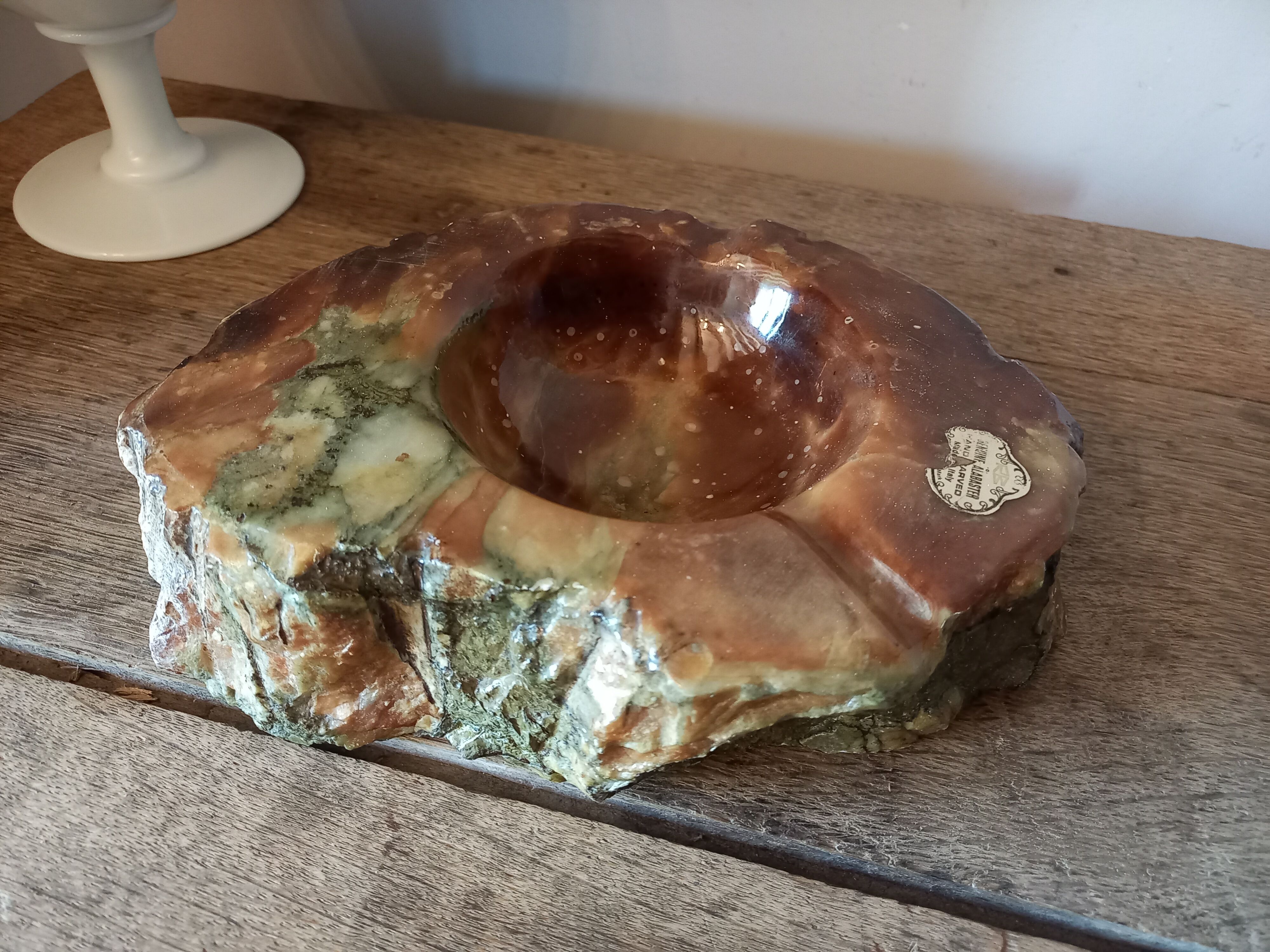 Large vintage alabaster pocket-empty ashtray