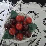 Small basket of ceramic fruit