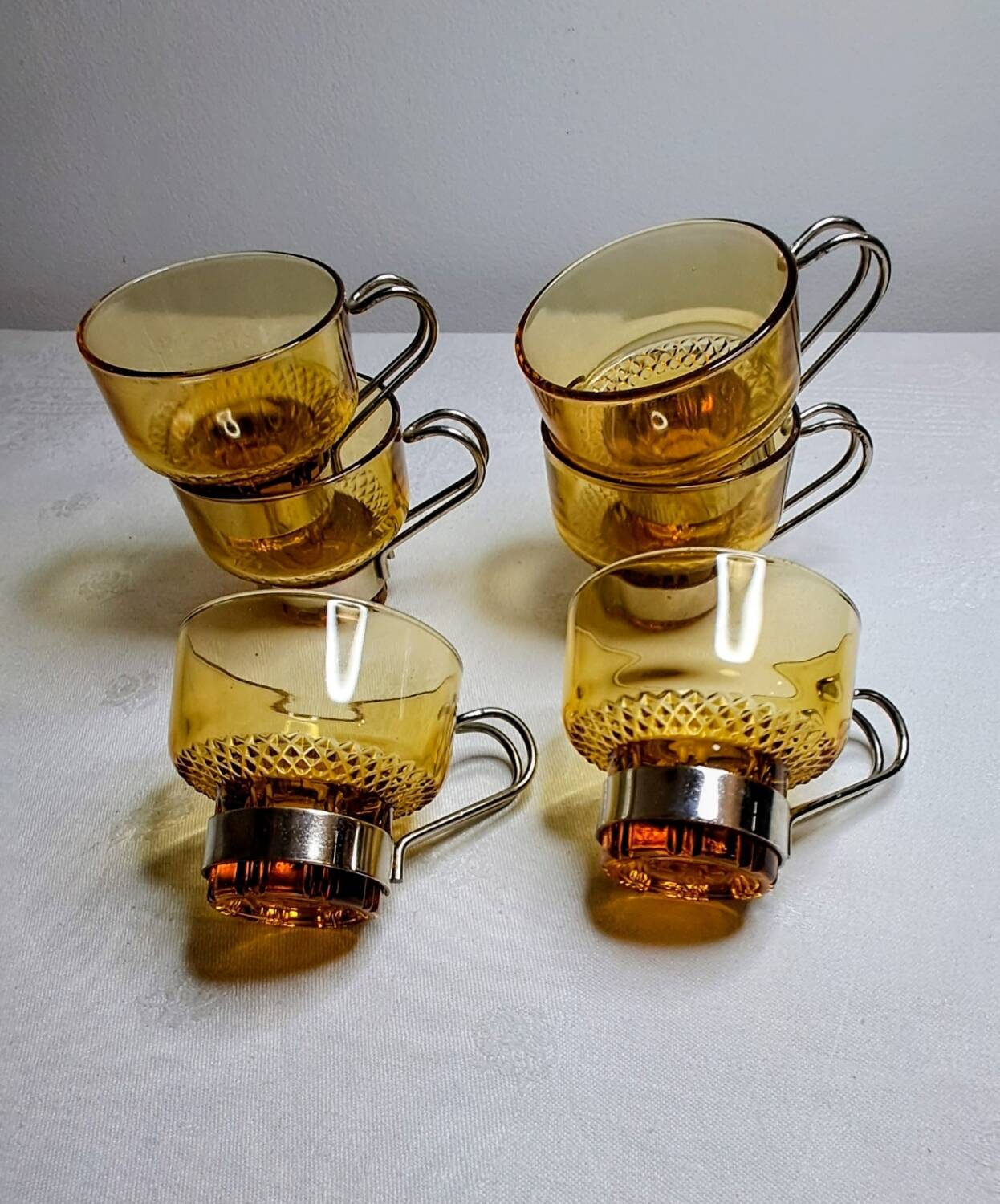 Amber glass espresso cups from the 1960s-70s. Italy