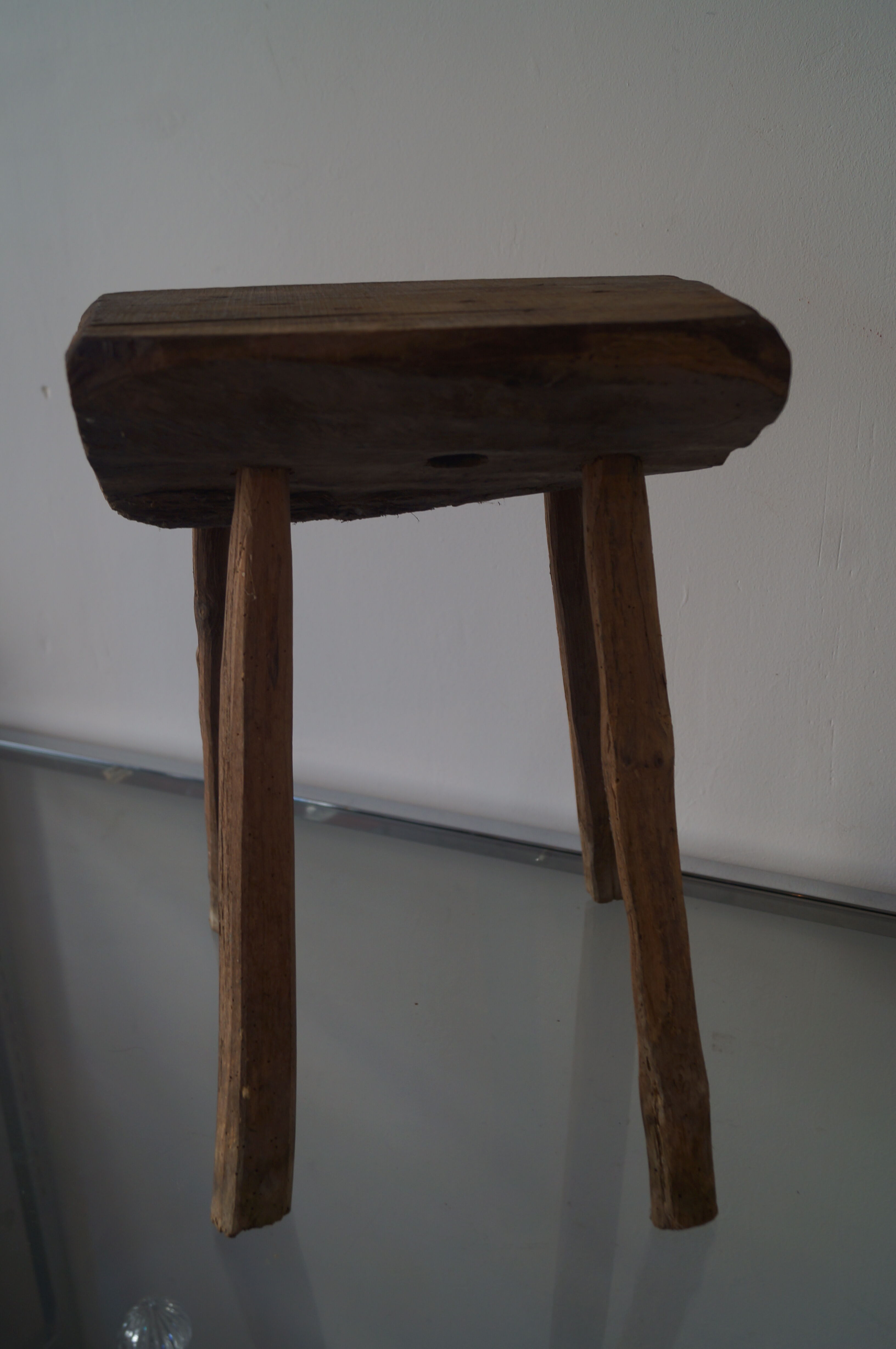 Brutalist solid wood stool
