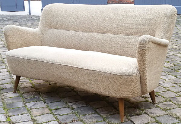 Canapé sofa club 3 places organique années 50 60 vintage