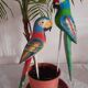 Hand-painted wooden sculpture parrot Vintage exotic macaw