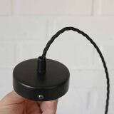 Vintage ceramic pendant light: 1970s rustic handmade chandelier