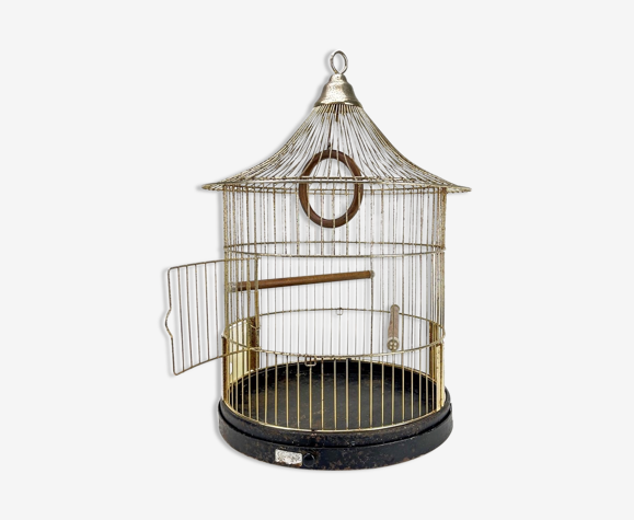 Cage à oiseau dorée à l'or fin a.fay & co 1950