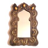 Moroccan wooden mirror decorated with brass, 70s
