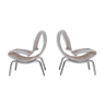 Paire post-moderne de chaises faciles en fil de chrome et de plastique - années 1960