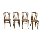 Lot of 4 chairs bistro Fishel Austria curved wood canoeing 1930