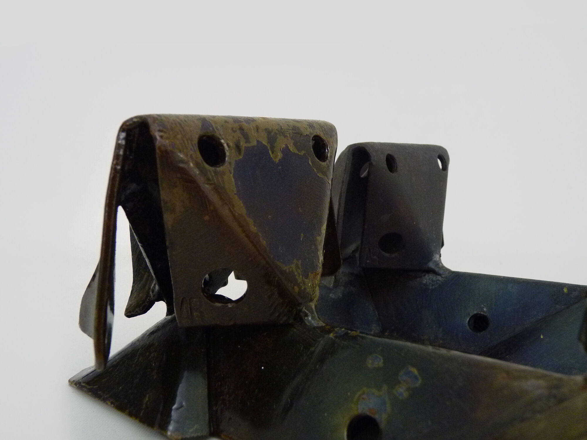 Pair of cast iron wall sconces with articulated arm, dog shape. Vintage