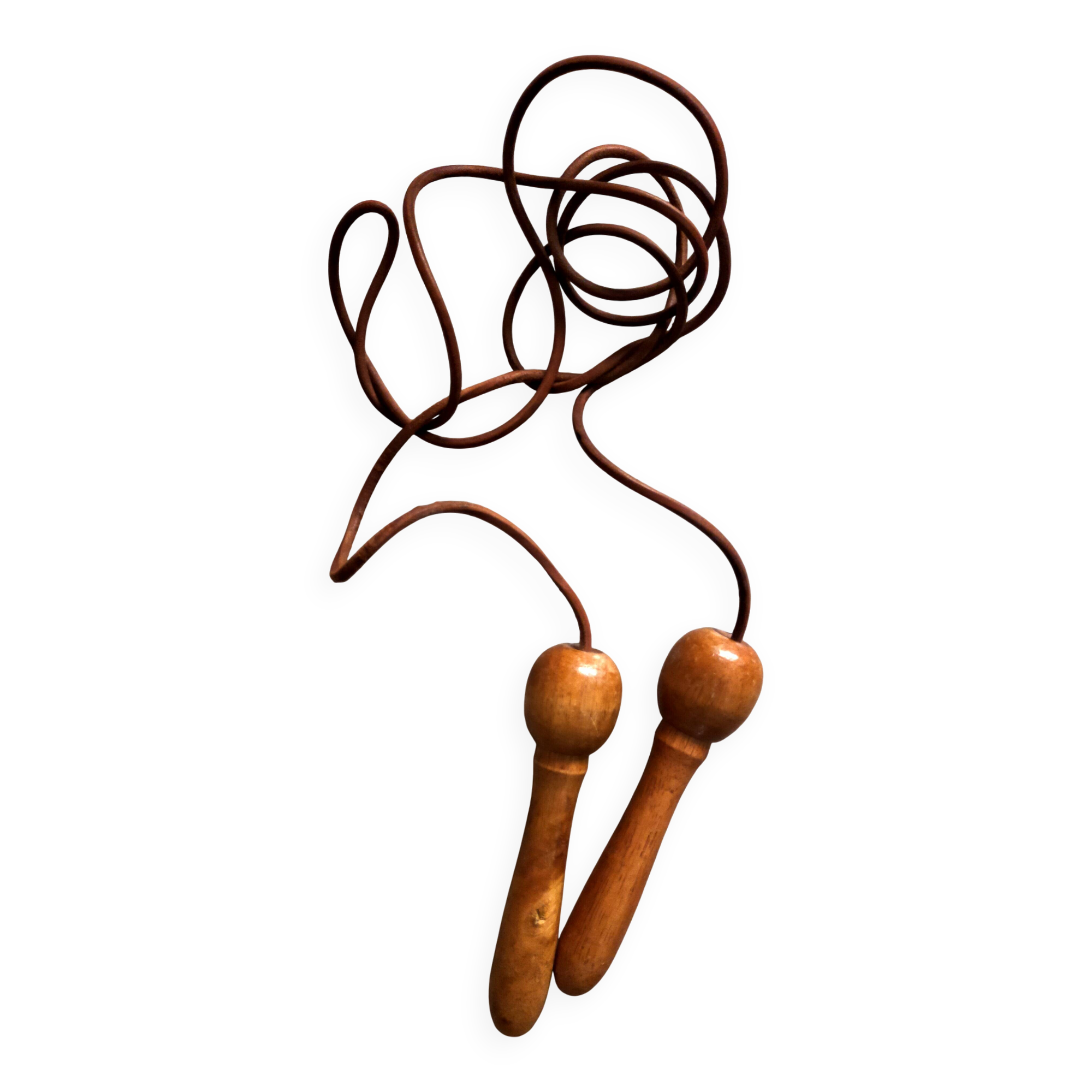 Vintage wood and leather jump rope