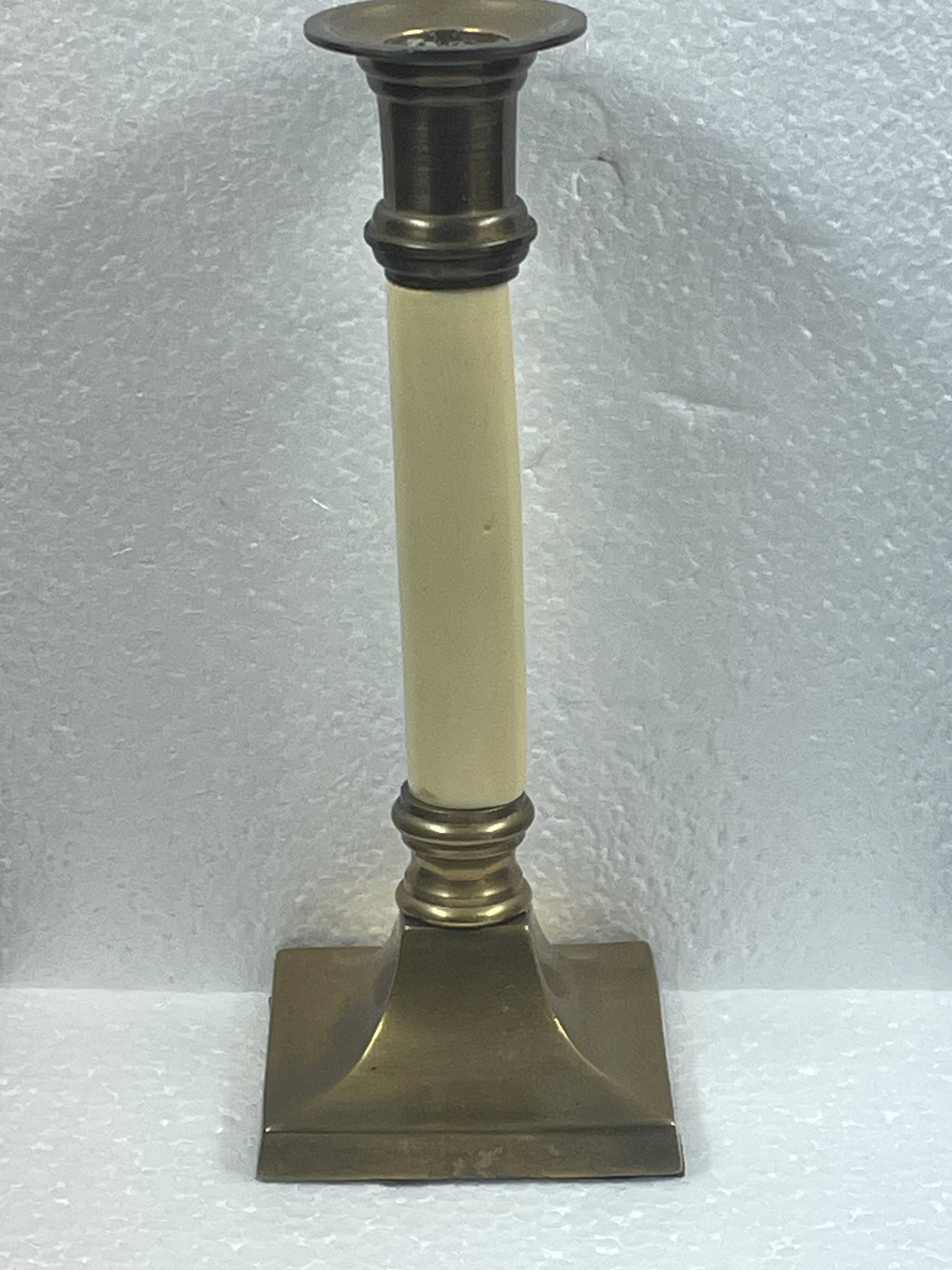 Bougeoir ancien en laiton dore 20 cm