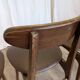 Set of 3 Vintage Wooden Dining Chairs with Brown Leather Seats / Mid-Centur