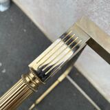 Coffee table in gilded brass and veined green marble