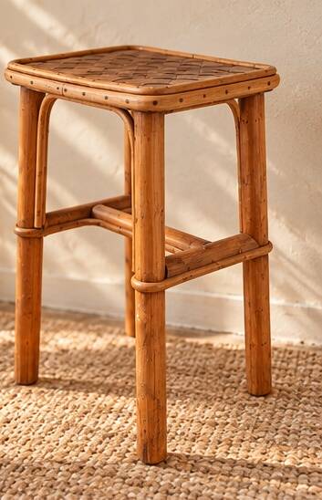 Ensemble de deux tabourets en bambou vintage français
