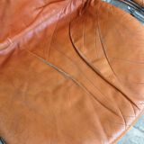 Series of 4 chairs Sabrina design Gastone Rinaldi for Rima, tawny leather, 1970