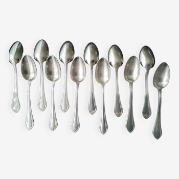 Box of 12 silver metal teaspoons sfam