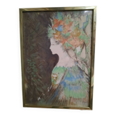 Lithograpgie portrait d une jeune femme