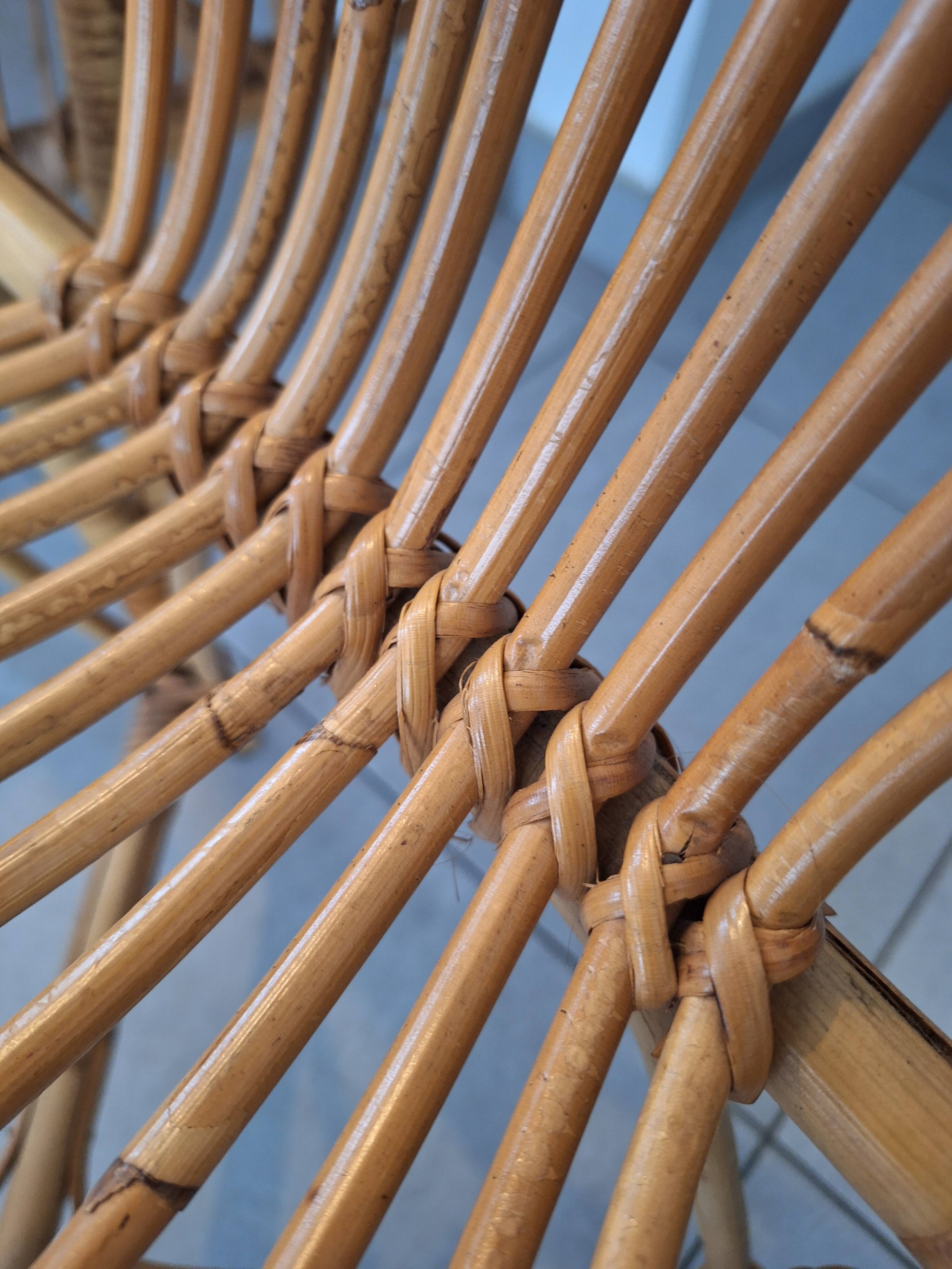 Rattan and bamboo desk with chair - Audoux Minet style from the 1970s.
