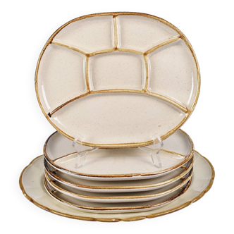 St.Clement compartment plates, set of 5, with large presentation dish.