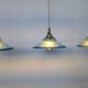 Art Deco blue glass pendant light, moulded glass shade — Ø19 cm — 3 available