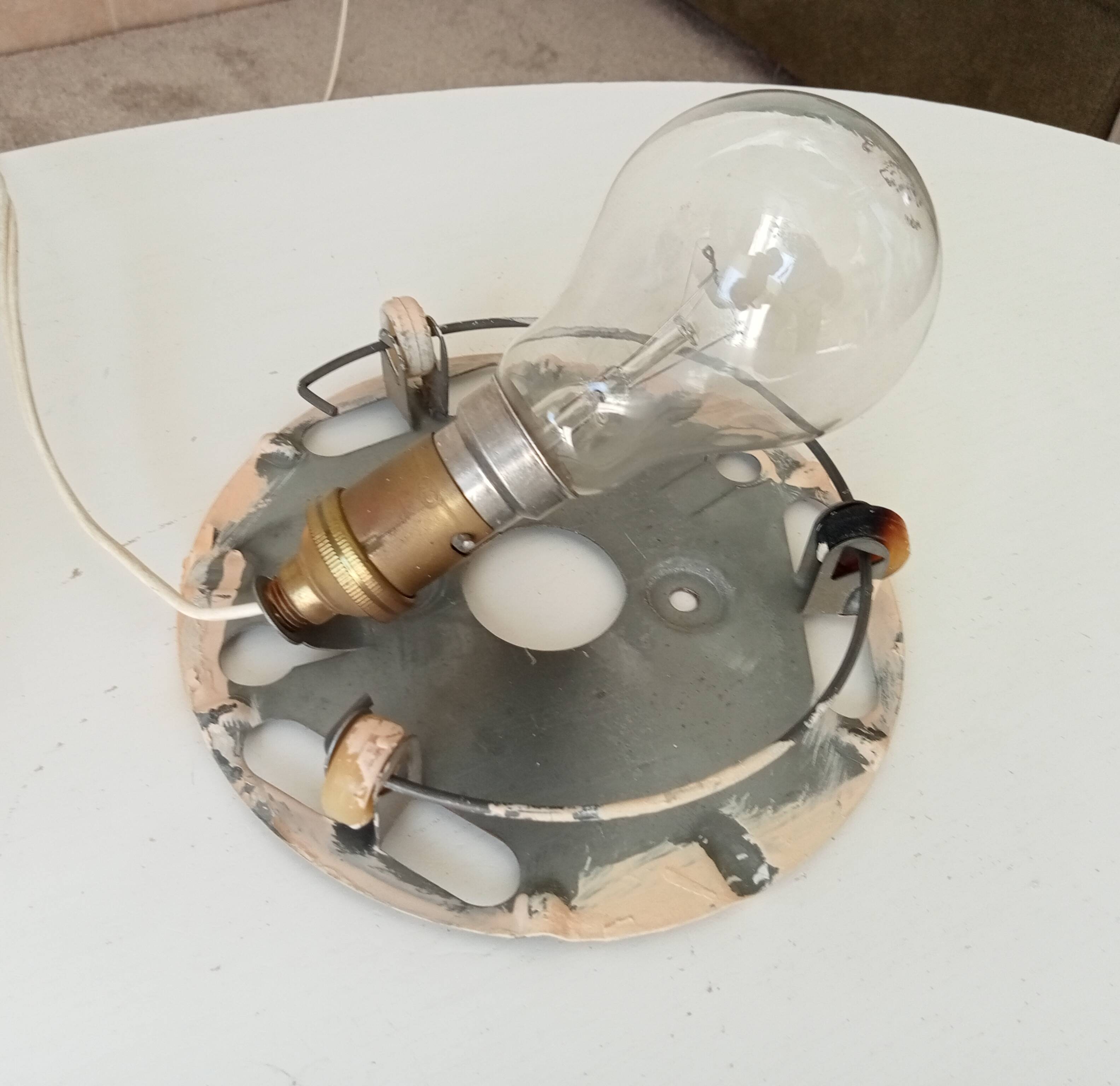 Vintage 60s ceiling light in milky white opaline