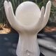 White ceramic hand lamp opaline ball 70s