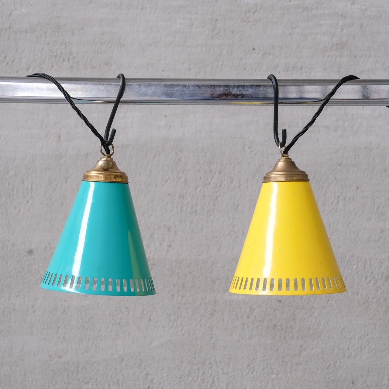 New Old Stock Mid-Century Metal Pendant Shade Lights (6 available)