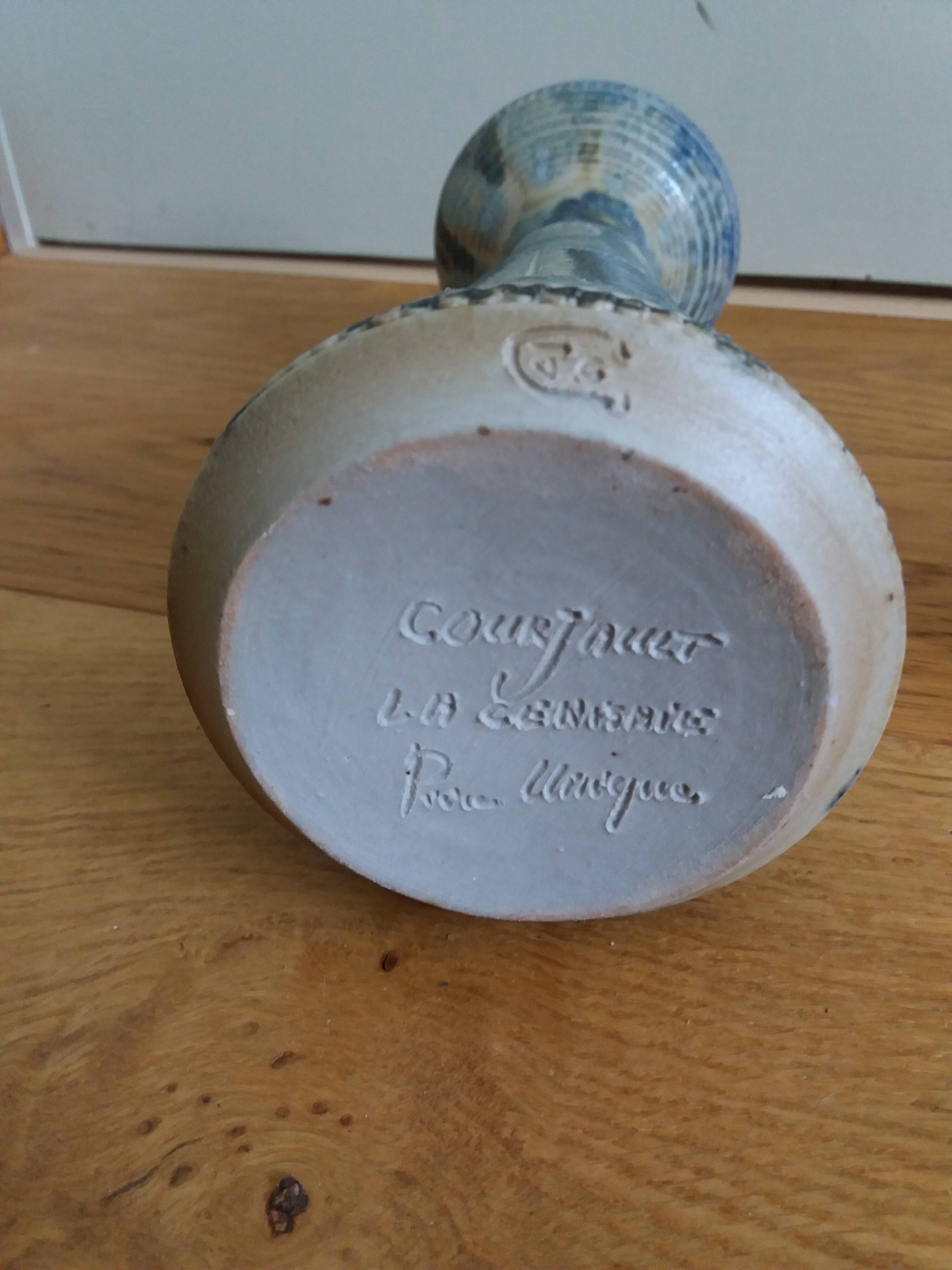 Candle holder vase signed Jean Claude Courjault