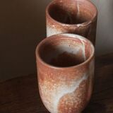 A set of 2 vintage marbled stoneware mazagrans