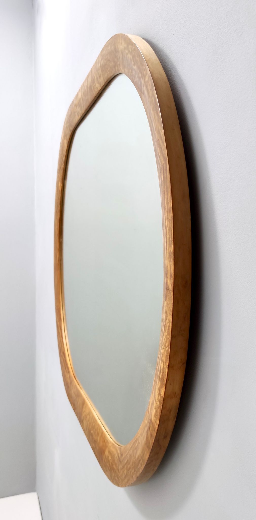 Oval Vintage Wall Mirror with Ash Root Frame, Italy