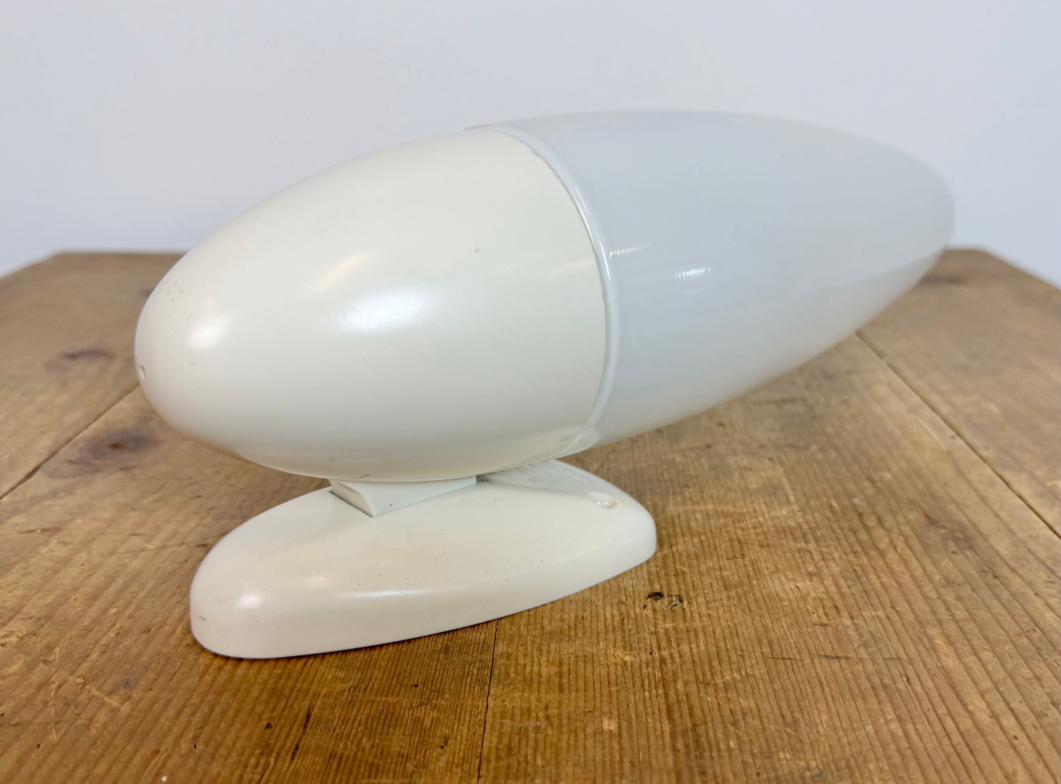 Industrial White Bakelite Wall Light with Milk Glass, 1950s