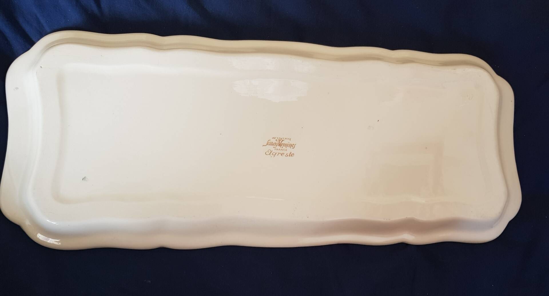 Large antique cake plate, Sarreguemines, Rustic