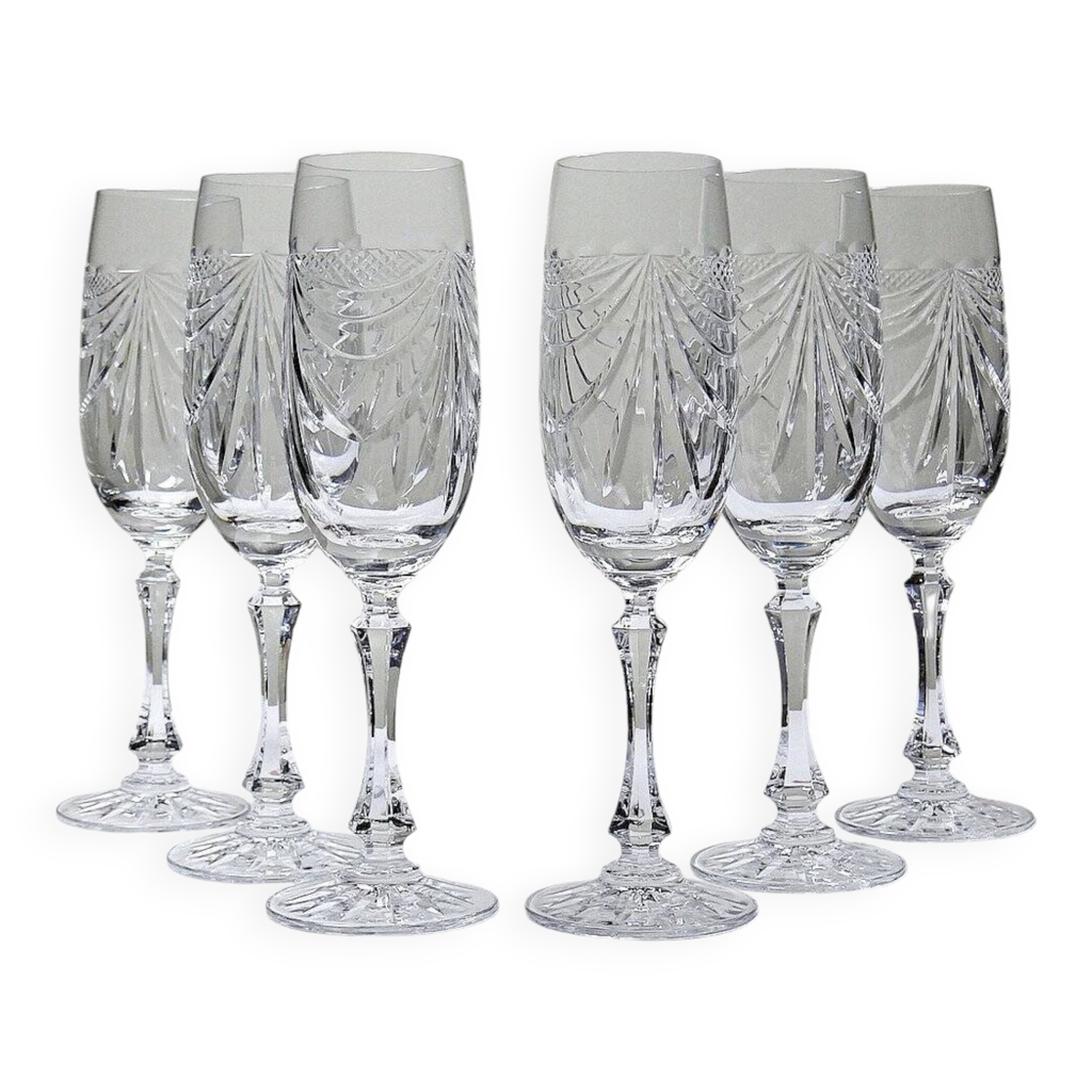 TABLE PASSION - Coffret de 6 flûtes à champagne 15 cl en cristallin taillé