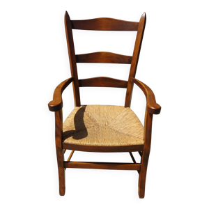 Ancien fauteuil en bois - paille