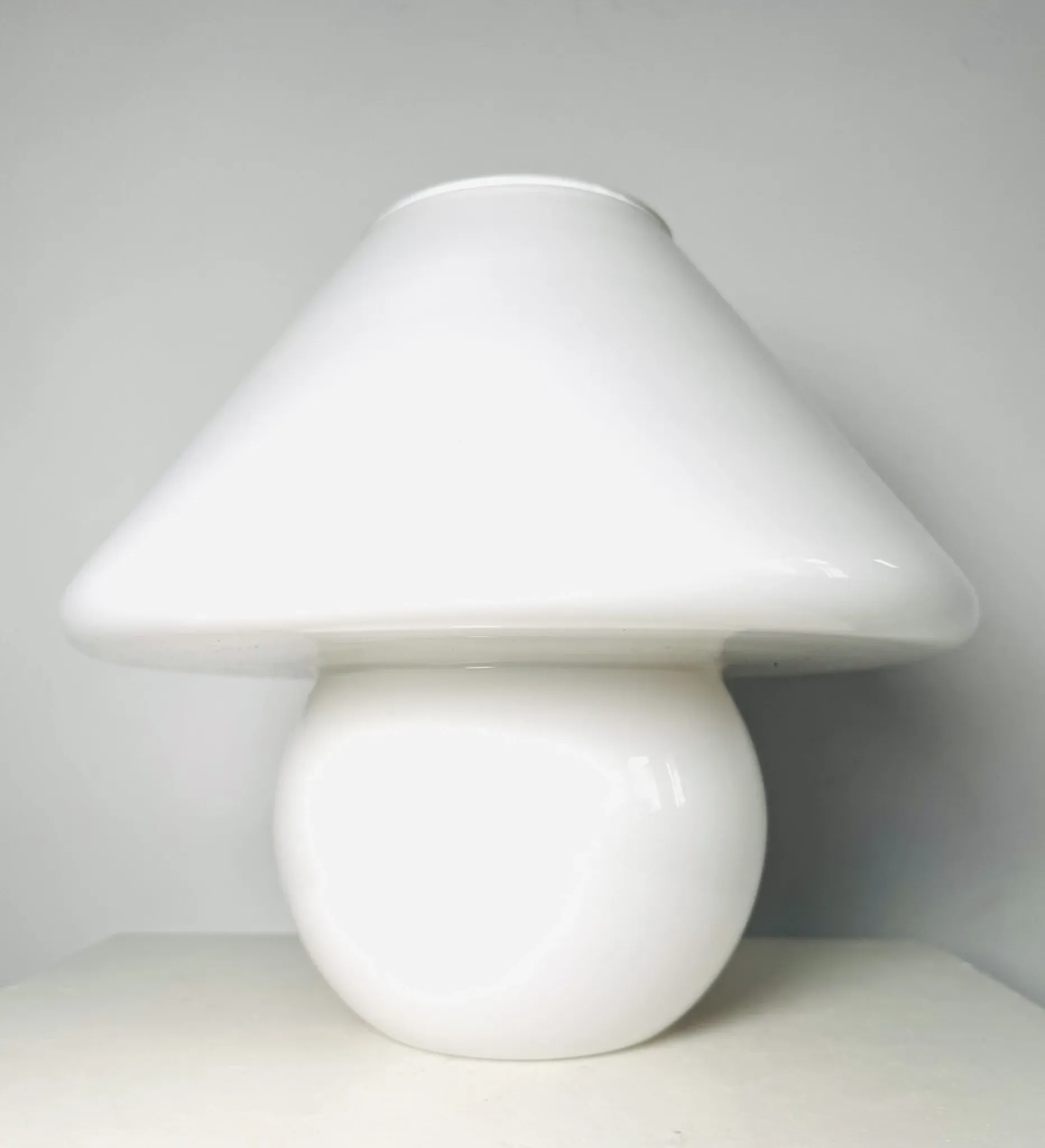 Opaline Mushroom Table Lamp By Paolo Venini For Murano, Italy, 1970S