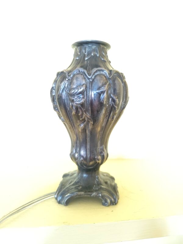 Pied de lampe art nouveau en étain - fausse bougie