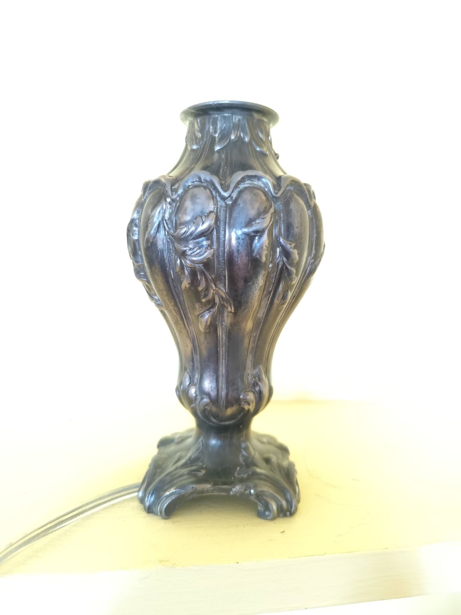 Art Nouveau pewter lamp base - faux candle