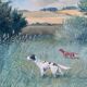 Large vintage original landscape dog oil painting