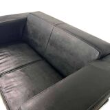 Vintage black leather two seat / sofa / sofa