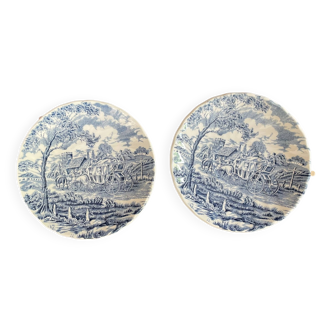 Set of 2 saucers for English porcelain service cups