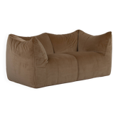 Le Bambole two-seater sofa in beige velvet by Mario Bellini for B&B Italia
