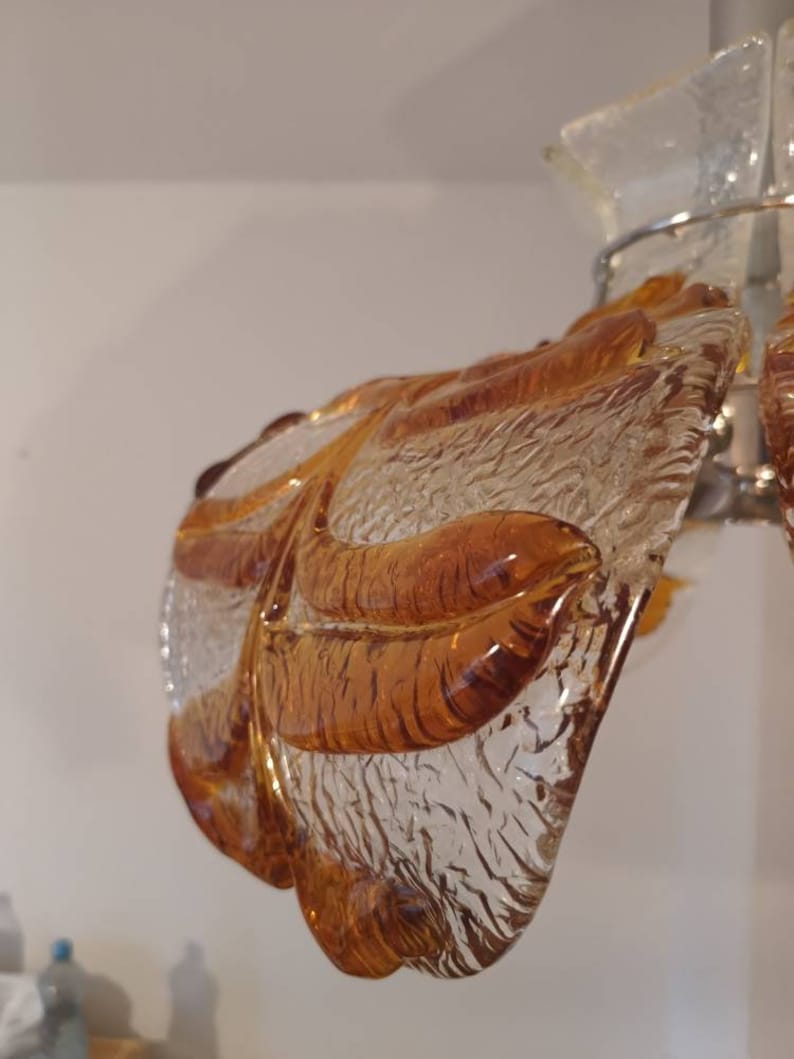 Murano glass pendant light with 6 petals