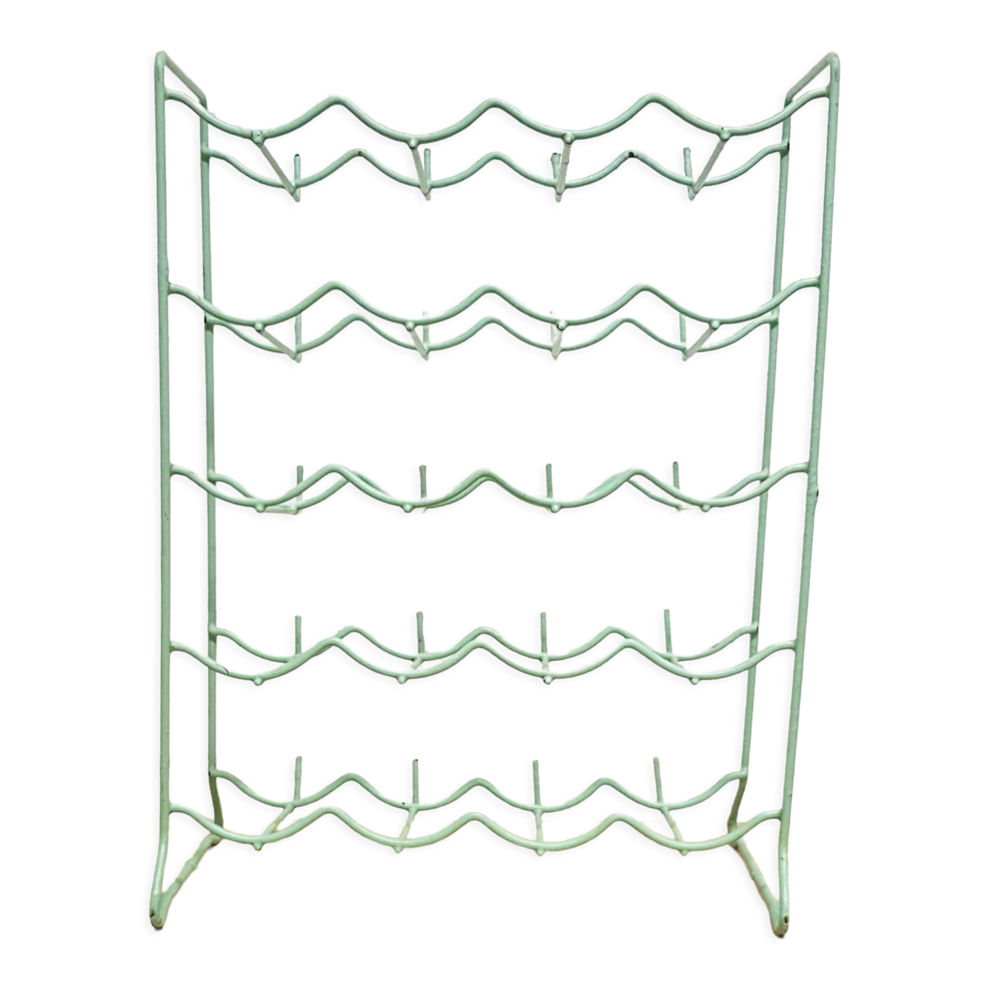 Metal aqua green bottle rack