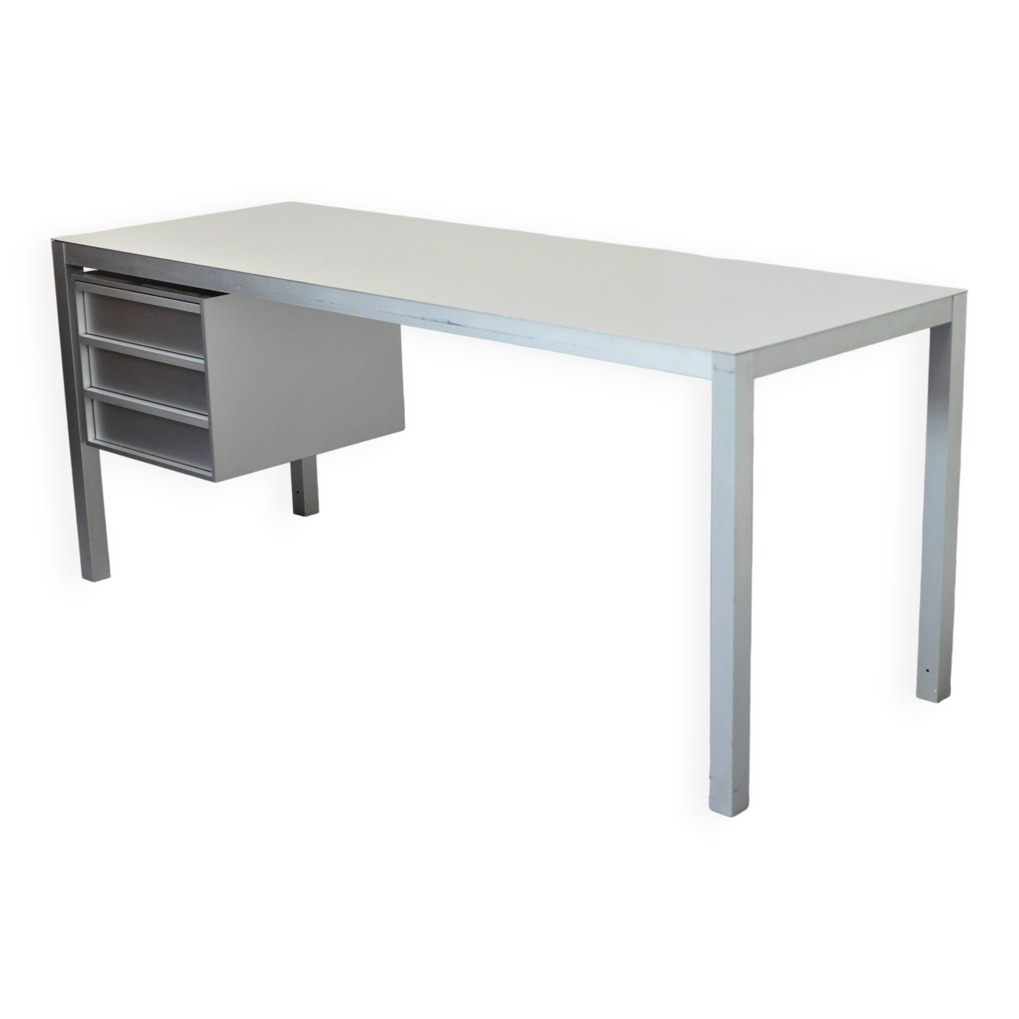 Brushed aluminum desk by MDF Italia